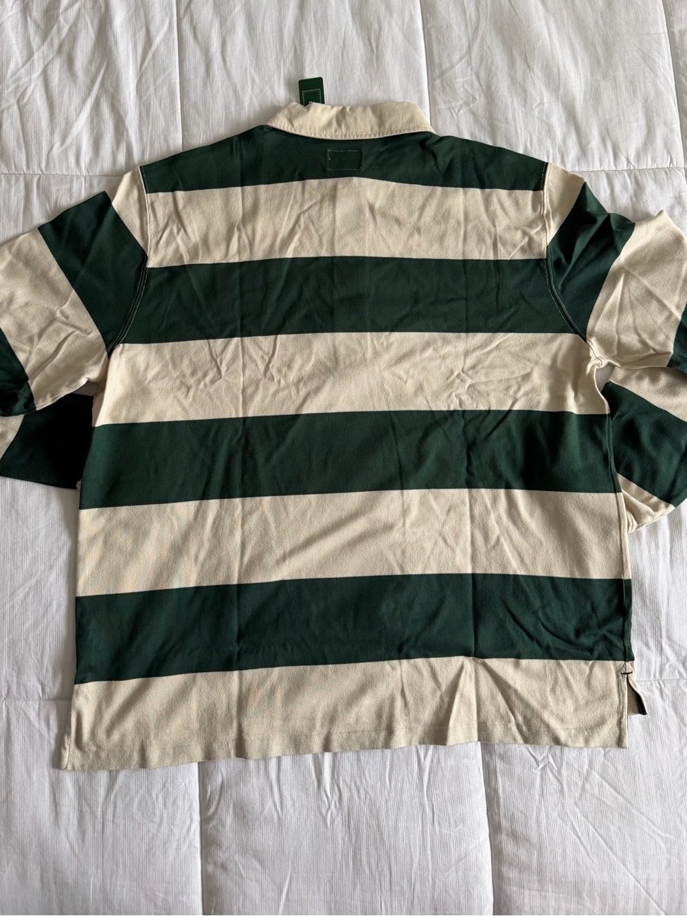 NWT L.L. Bean Deep Green and Cream Vintage Soft Rugby Shirt - Picture 7 of 9
